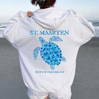 Saint-Martin Tortue De Mer Garçons Filles Souvenir De Sweat à capuche oversize pour femme avec imprimé dans le dos - Cadeauxyz