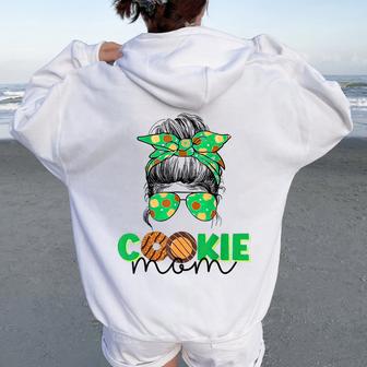 Scout Cookie Mom Girls Momlife Messy Bun Sunglasses Women Oversized Hoodie Back Print | Mazezy