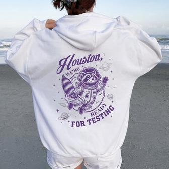 State Testing Teacher Life Racoon Teacher Test Day Women Oversized Hoodie Back Print - Thegiftio
