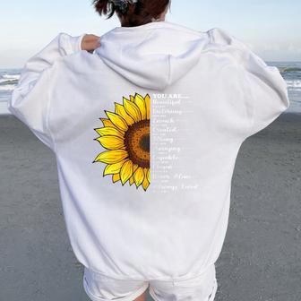 Sunflower Christian Religious Thankful Grateful Blessed Women Oversized Hoodie Back Print - Thegiftio