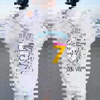 I Survived 67 Days Of School 6 7 Meme Teacher Student Women Oversized Hoodie Back Print | Seseable FR