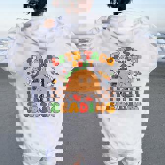 Lets Taco Bout Reading Back To School Science Teacher Groovy Women Oversized Hoodie Back Print - Thegiftio