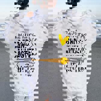 That's My Granddaughter Out There Softball Grandma Grandpa Women Oversized Hoodie Back Print - Thegiftio