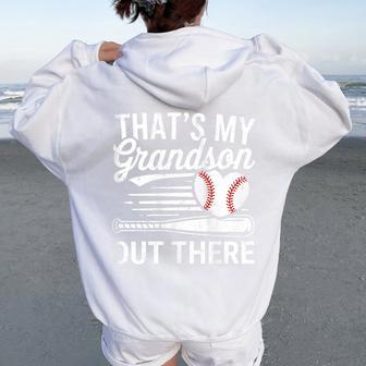 That's My Grandson Out There Baseball Grandma Women Oversized Hoodie Back Print | Seseable UK