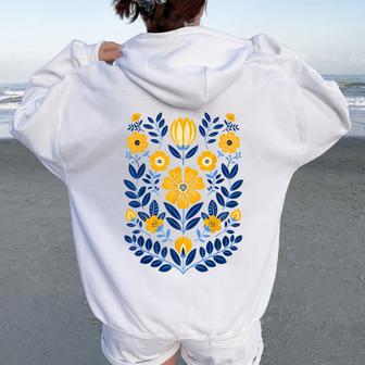 Tournesolintage Pour Fleurs Jaunes Peinture Artistique Sweat à capuche oversize pour femme avec imprimé dans le dos - Cadeauxyz