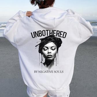 Unbothered By Negative Souls Black Queen Junenth Women Oversized Hoodie Back Print - Thegiftio UK