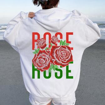 Vintage Inspired Botanical Flower Gardener Naturalist Rose Women Oversized Hoodie Back Print - Thegiftio