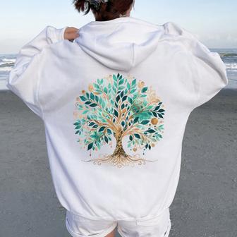Yoga Teacher s Árbol De Laida Adulto Blanco Manga Corta Pequeño Women Oversized Hoodie Back Print - Regaloses