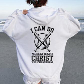 Youth Christian Baseball Philippians 4 Women Oversized Hoodie Back Print - Thegiftio UK