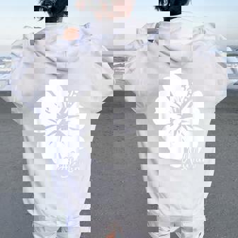 ハイビスカス 花 アロハ ハワイ ハワイ諸島 ビーチ サーフィン レディース オーバーサイズ パーカー バックプリント - Kawaiitshirt