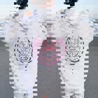 月と無限のシンボルの蓮 ヨガと禅 蓮の花 レディース オーバーサイズ パーカー バックプリント - Kawaiitshirt