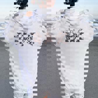 面白いクマのダンスグラフィック。動物愛好家、男性、女性、子供用。 レディース オーバーサイズ パーカー バックプリント - Kawaiitshirt