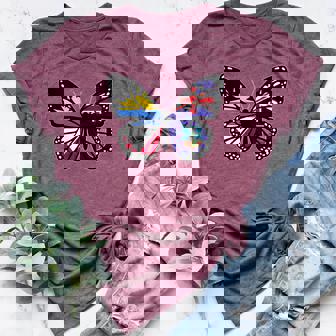 Antigua And Montserrat Butterfly Half Antiguan Montserratian Tank Top Women's Heather T-Shirt | Mazezy