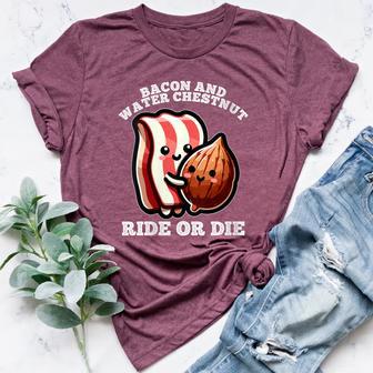 Bacon And Water Chestnut Ride Or Die Women's Heather T-Shirt | Mazezy