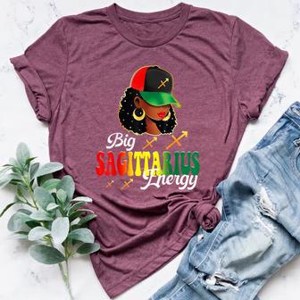 Big Sagittarius Energy Women Afro Girls Astrology Women's Heather T-Shirt | Mazezy