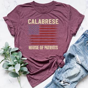 CALABRESE Last Name Surname American Flag Family Women Kids Men Women's Heather T-Shirt | Mazezy