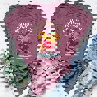 Capy Holidays Ice Skating Capybara Xmas Christmas Women's Heather T-Shirt | Mazezy