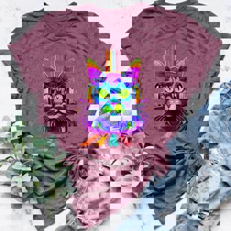 CAT WEARING HEADPHONES NIGHTCLUB ELECTRONICA MUSIC FUNNY For Men Women Women's Heather T-Shirt | Mazezy