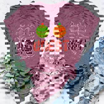 Christmas Chest Ornament Santa Hat Humor Women's Heather T-Shirt | Mazezy