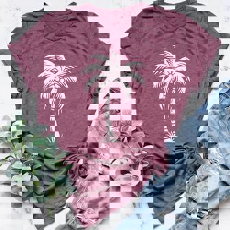 Cool Summer Vacation Men Women Beach Palm Tree Women's Heather T-Shirt | Mazezy