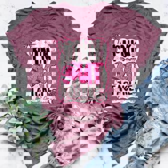 Coquette Bow Pink Out Tackle American Football Breast Cancer Women's Heather T-Shirt | Mazezy