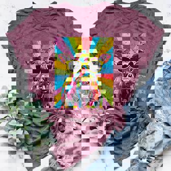 Cow Vintage Sunglasses Pop Art Graphic Farm Animal Cowboy Women's Heather T-Shirt | Mazezy