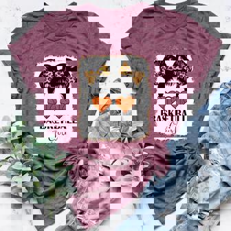 Cute Basketball Girl Bleached Leopard Basketball Girls Teens Tank Top Women's Heather T-Shirt | Mazezy