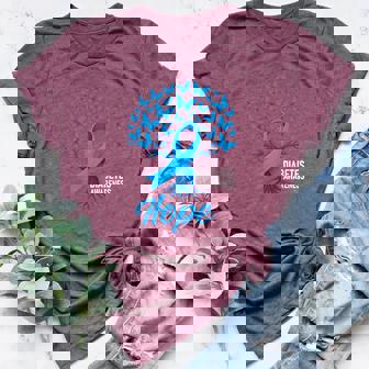 Diabetes Warrior Tree Of Hope Butterfly Ribbon Men Women Women's Heather T-Shirt | Mazezy