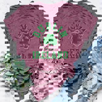 Dublin Ireland Shamrock St Patricks Day Green Souvenir Women's Heather T-Shirt | Mazezy