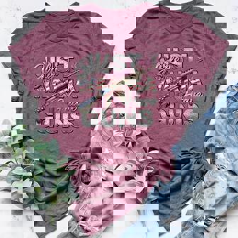 Girls Just Wanna Have Guns Patriotic Rifle USA Flag Women's Heather T-Shirt | Mazezy