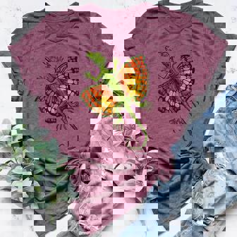 Gliding Dragon Lizard With Vibrant Orange Wings Women's Heather T-Shirt | Mazezy