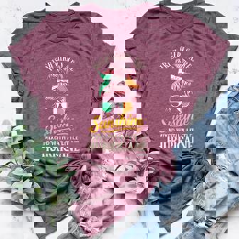 Irish Girls Are Sunshine Mixed With Hurricane Messy Bun Women's Heather T-Shirt | Mazezy