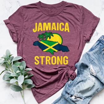 Jamaica Strong I Love Jamaican Flag Heart Women Men Women's Heather T-Shirt | Mazezy