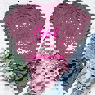 Just A Girl Who Loves Snowmobiling Snowmobile Girls Winter Women's Heather T-Shirt | Mazezy