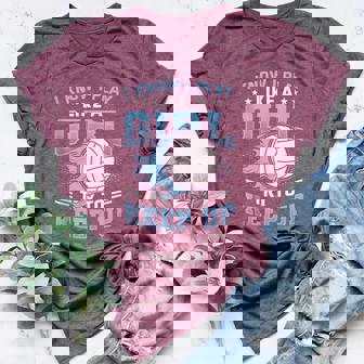 I Know I Play Like A Girl Try To Keep Up Girls Volleyball Tank Top Women's Heather T-Shirt | Mazezy