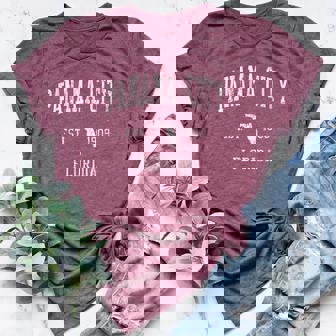 Panama City FL J01 Vintage Athletic Sports Women's Heather T-Shirt | Mazezy