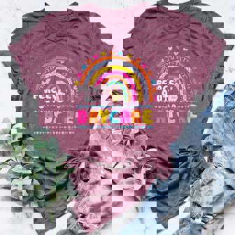 Peace Out Preschool Teacher Last Day Of School Cute Rainbow Women's Heather T-Shirt | Mazezy