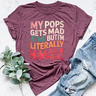 My Pops Gets Mad At Me But I’m Literally Him As a Girl Retro Women's Heather T-Shirt | Mazezy