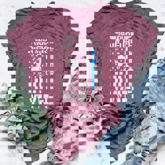 Proud US Air Force Wife USAF Veteran Flag American Women's Heather T-Shirt | Mazezy