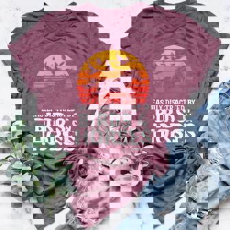 Retro Easily Distracted By Birds And Horses Equestrian Rider Women's Heather T-Shirt | Mazezy