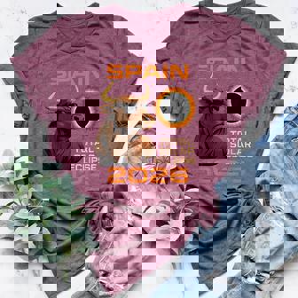 Spain 2026 Eclipse Cool Bull Solar Totality Men Women Kids Women's Heather T-Shirt | Mazezy