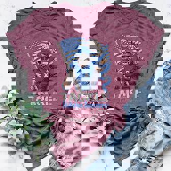 Tackle Diabetes Awareness Day Warrior American Flag Football Women's Heather T-Shirt | Mazezy