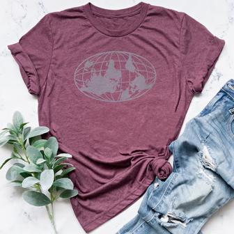 Upside Down Earth Globe Wrong Way Planet Women's Heather T-Shirt - Monsterry