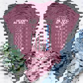 US Air Force Proud Papa Flag American USAF Family Matching Women's Heather T-Shirt | Mazezy