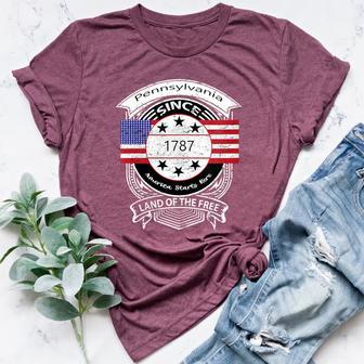 Vintage Pennsylvania Since 1787 US State Women's Heather T-Shirt | Mazezy