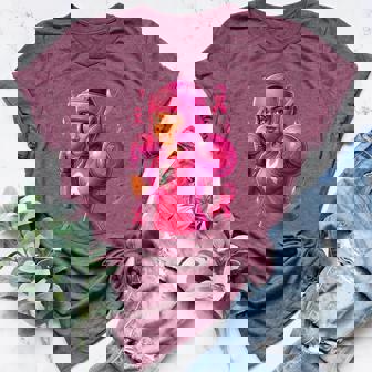 Women African American Fight Breast Cancer Pink Ribbon Women's Heather T-Shirt | Mazezy