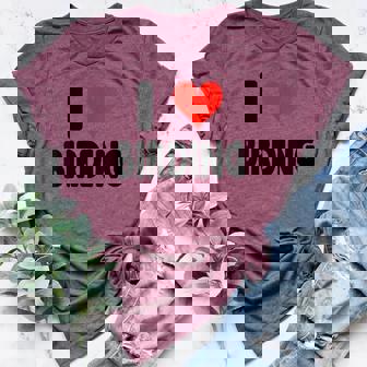 I Love Birding Heart Ornithology Ornithologist Birder Birds Women's Heather T-Shirt | Mazezy