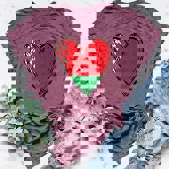 Proud Belarusian Boy Girl Aunt Dad Mom Belarus Flag Heart Tank Top Women's Heather T-Shirt | Mazezy