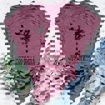 South Carolina Palmetto Tree Flag SC Cresent Moon Women's Heather T-Shirt | Mazezy