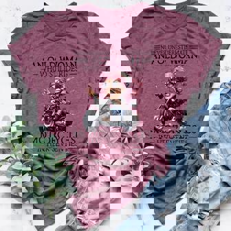 Never Underestimate Old Woman Ride Motorcycles 70 Biker Women's Heather T-Shirt | Mazezy